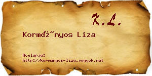 Kormányos Liza névjegykártya